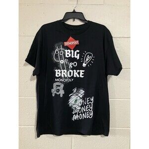 Monopoly Men's T-Shirt Size Large Black Unisex Short Sleeve Board Game